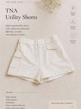 TNA High-Waist Utility Shorts — Ivory